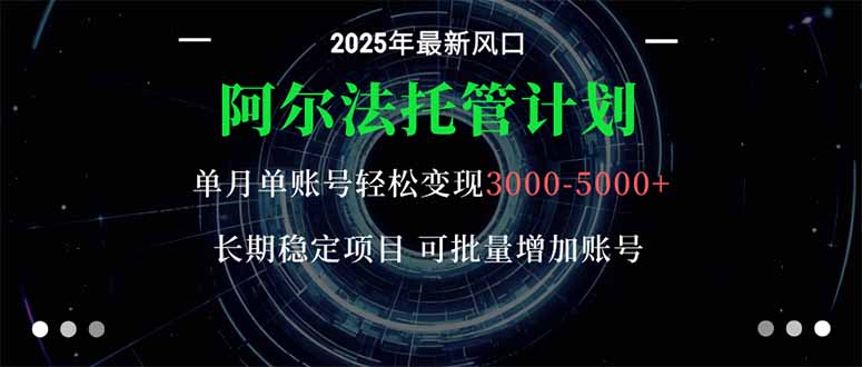 阿尔法托管计划 单账号月入3000-5000,长期稳定项目,新手小白轻松上手。-117资源网