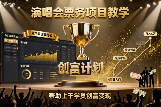 演唱会票务项目教学，业内培训天花板，帮助上千学员创富变现-117资源网