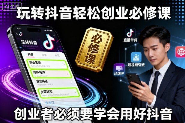 玩转抖音轻松创业必修课，创业者必须要学会用好抖音-117资源网