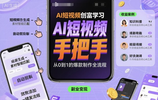 AI短视频创富学习，手把手教会你制作AI短视频-117资源网