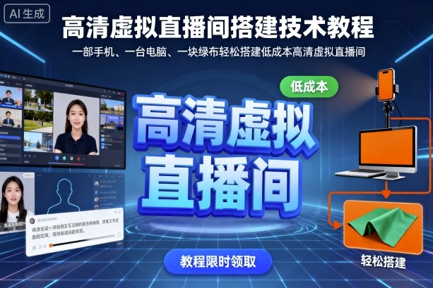 高清虚拟直播间搭建技术教程，一部手机、一台电脑、一块绿布轻松搭建低成本高清虚拟直播间-117资源网