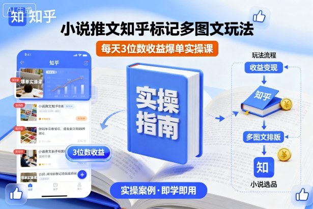 小说推文知乎标记多图文玩法，每天3位数收益爆单实操课-117资源网