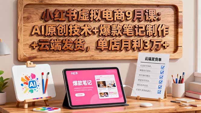 小红书虚拟电商9月课：AI原创技术+爆款笔记制作+云端发货，单店月利3万+-117资源网