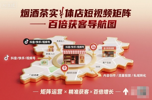 烟酒茶实体店短视频矩阵百倍获客导航图-117资源网