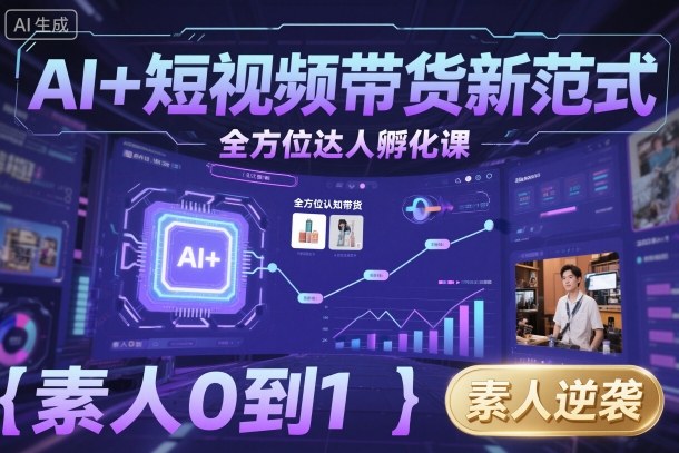 AI+短视频带货新范式全方位达人孵化课，素人也可以从0到1，全方位认知短视频带货-117资源网