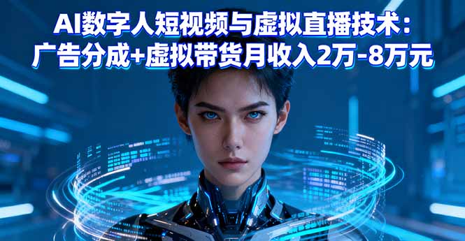 AI数字人短视频与虚拟直播技术：广告分成+虚拟带货月收入2万-8万元-117资源网