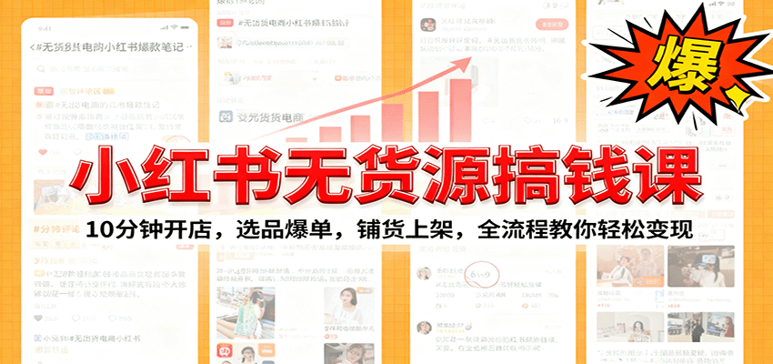 小红书无货源爆单课：10分钟开店，选品爆单，铺货上架，全流程教你轻松变现-117资源网
