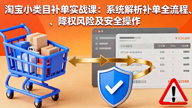 淘宝小类目补单实战课：系统解析补单全流程、降权风险及安全操作-117资源网