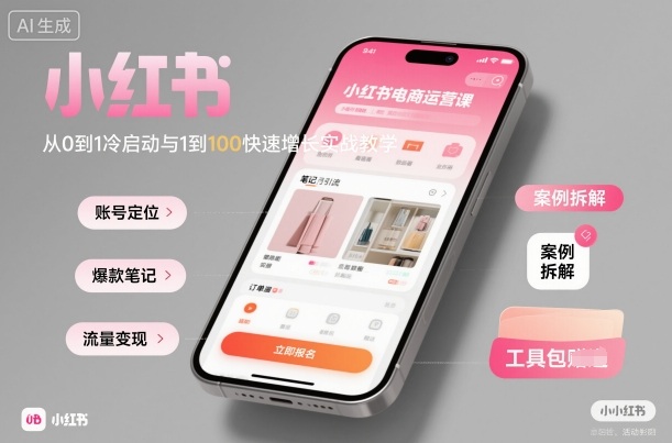 小红书电商运营课：从0到1冷启动与1到100快速增长实战教学-117资源网