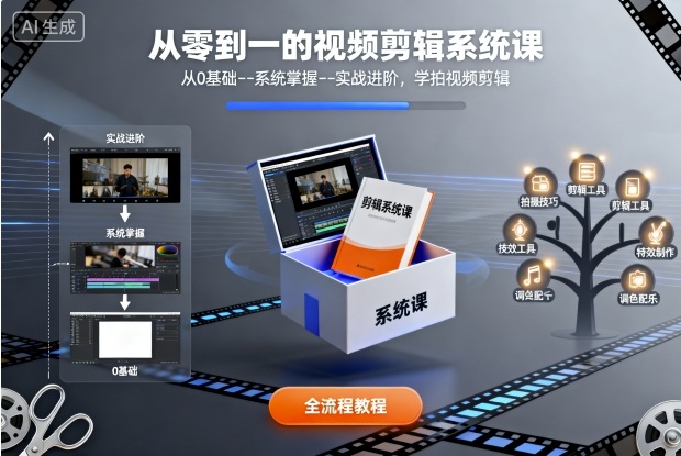 从零到一的视频剪辑系统课，从0基础–系统掌握–实战进阶，学拍视频剪辑-117资源网