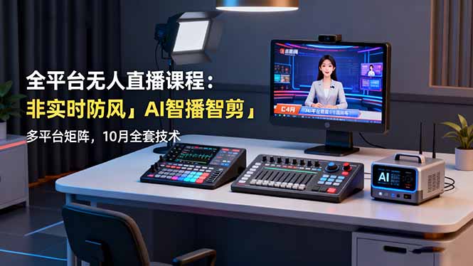 全平台无人直播课程：非实时防风＋AI智播智剪＋多平台矩阵，10月全套技术-117资源网